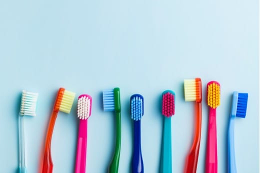 Selection of colourful toothbrushes